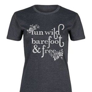 Run Wild Barefoot and Free Charcoal Short Sleeve Tee Graphic T-shirt